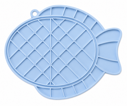 Fish-Shaped Silicone Lick Mat for Dogs – Light Blue