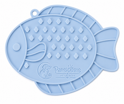 Fish-Shaped Silicone Lick Mat for Dogs – Light Blue
