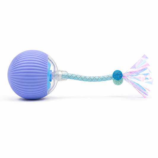 Interactive Retractable Cat Teaser Toy with Feather Ribbon – Purple