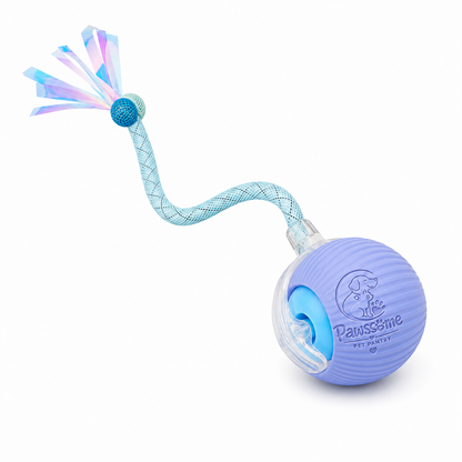 Interactive Retractable Cat Teaser Toy with Feather Ribbon – Purple