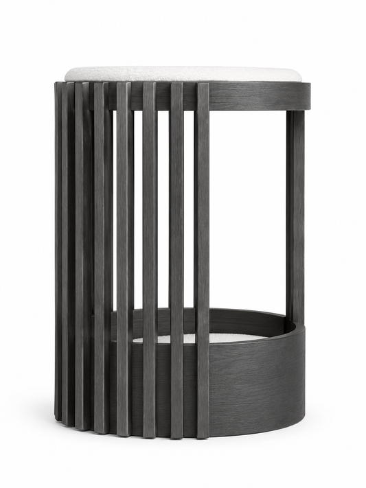 Modern Wooden Cat Condo with Plush Cushions – Charcoal Grey