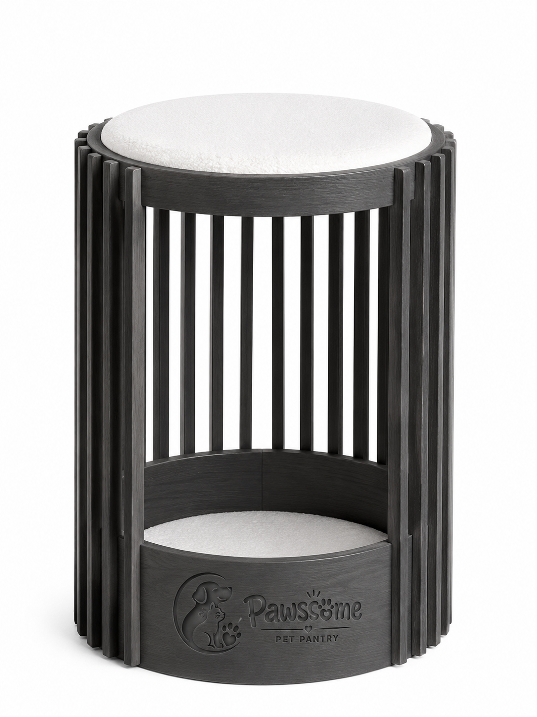 Pawsome Pet Pantry Two-Level Wooden Cat Condo with Plush Cushions – Black and White
