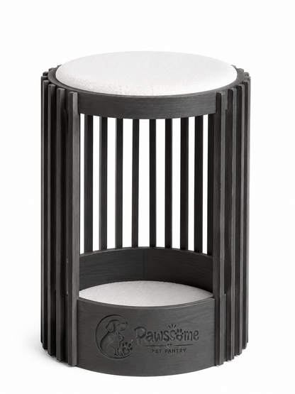 Modern Wooden Cat Condo with Plush Cushions – Charcoal Grey