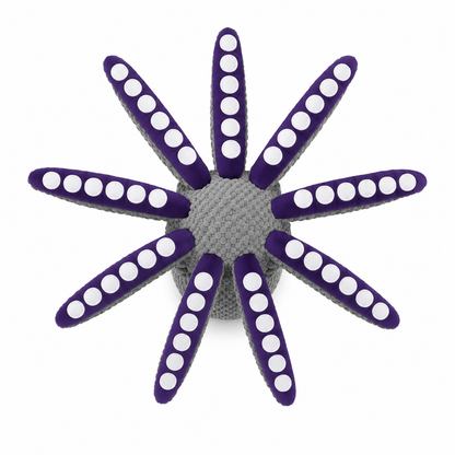 Plush Octopus Dog Toy with Textured Tentacles – Grey & Purple