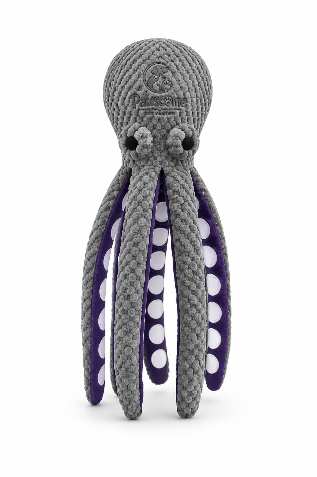 Pawsome Pet Pantry Plush Octopus Dog Toy – Soft Fetch and Play Toy, Grey and Purple