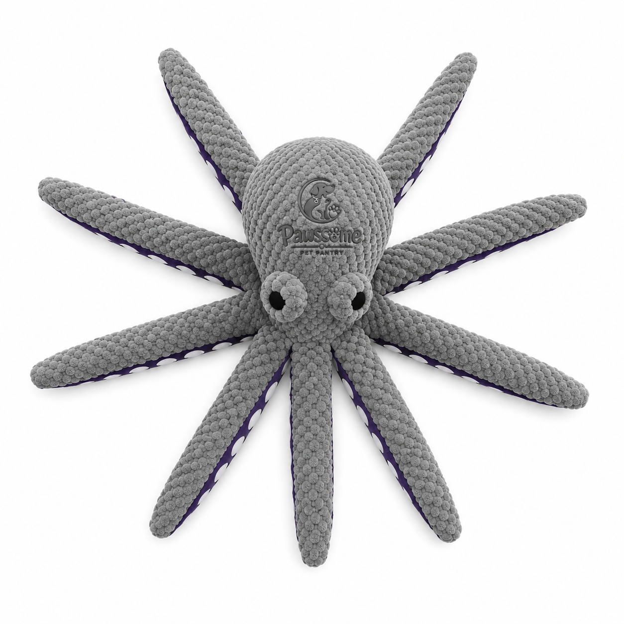 Pawsome Pet Pantry Plush Octopus Dog Toy – Soft Fetch and Play Toy, Grey and Purple